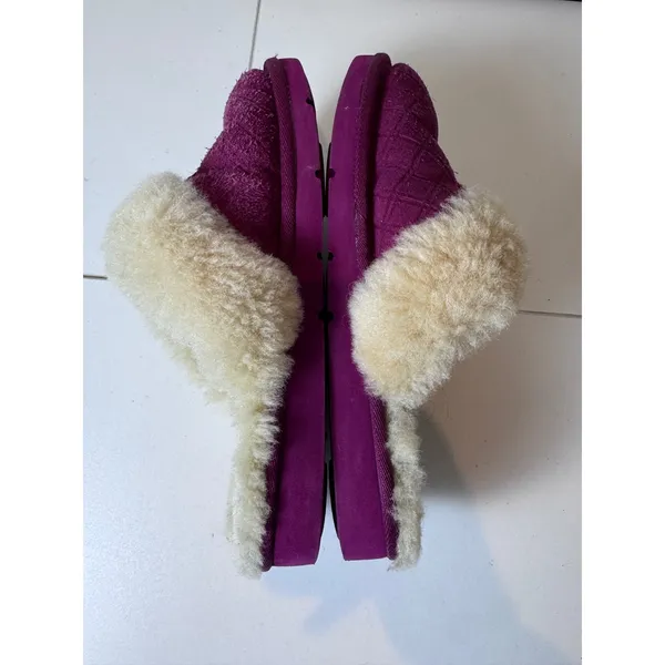 UGG Coquette Quilted Suede Slippers Womens 7 Berry Pink Shearling Lined‎ Cozy - Image 5