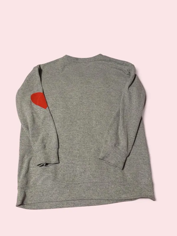 Source Unknown Baseball is my favorite season - Gray Sweatshirt with Red Heart Elbow Patch - Image 2