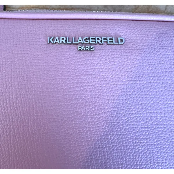 Karl Lagerfeld Purse Crossbody Pink Logo Maybelle Camera Bag Pink Zip Close NWT - Image 3