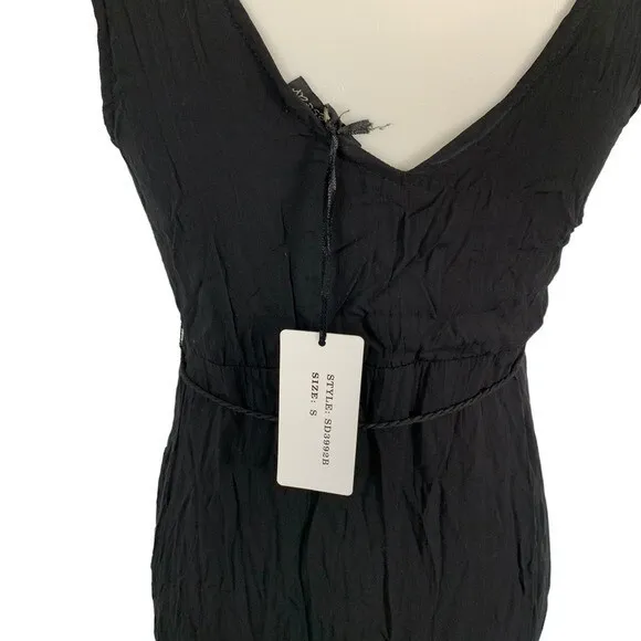 Shinestar Black Crinkle Sleeveless Maxi Dress Women's Small V-Neck Boho‎ Style - Image 6