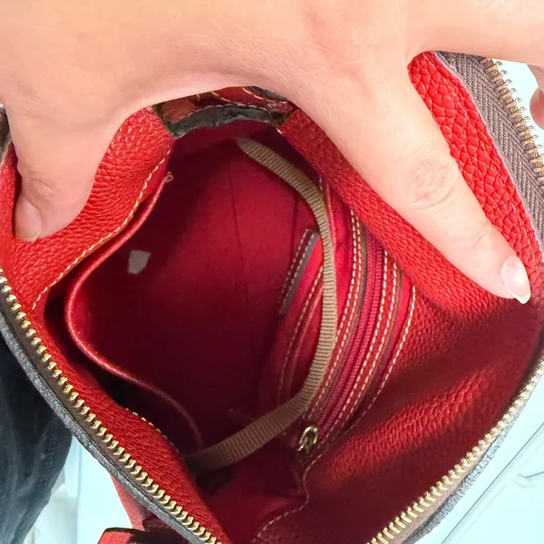 Dooney & Bourke Red Pebble Leather Hobo Shoulder Bag - Image 6
