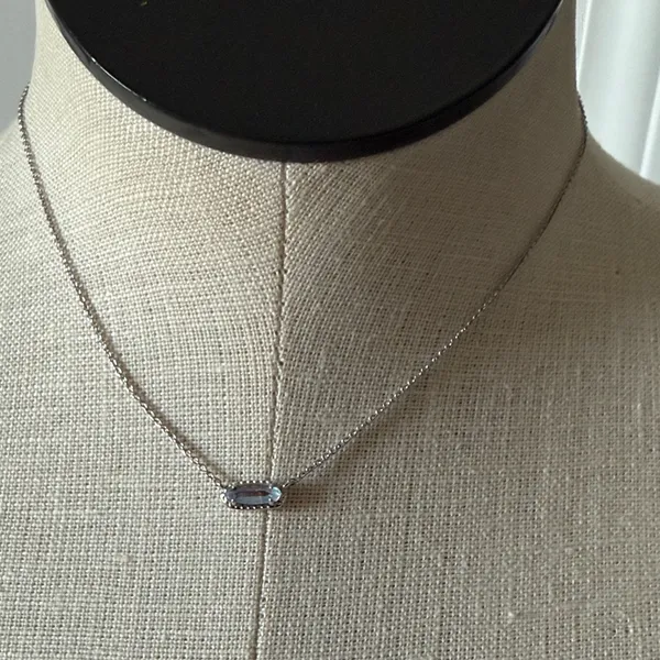 Kendra Scott Eva Dichroic Glass Pendant Rhodium over Brass Silver Necklace - Image 2