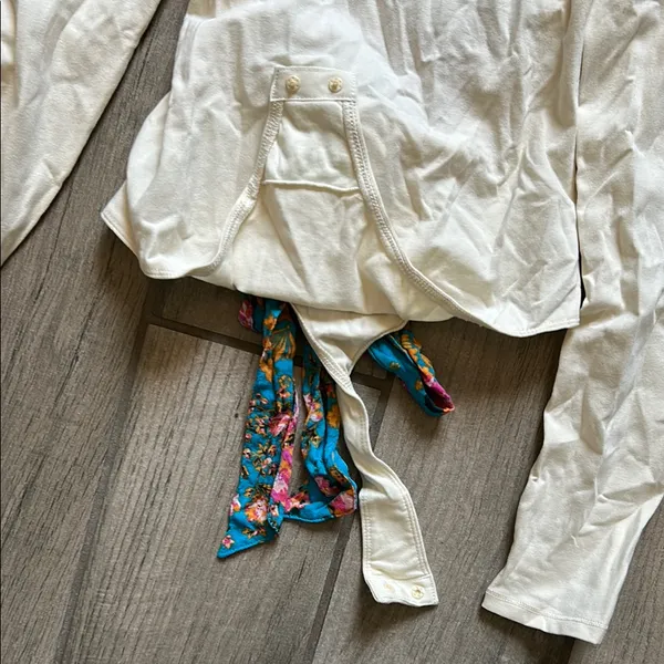 Free People Cream Bodysuit with Floral Accent - Image 2