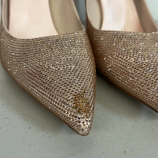 Jeffrey Campbell sz10 pink pointed toe rhinestone jewel heels shoes wedding prom - Image 3