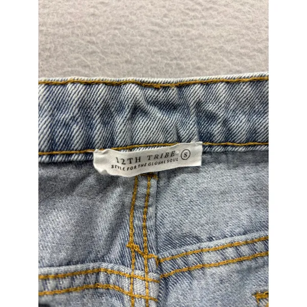 12th Tribe Jeans Small Sofia Light Wash Ankle Tie Cutout Straight Leg Denim - Image 7
