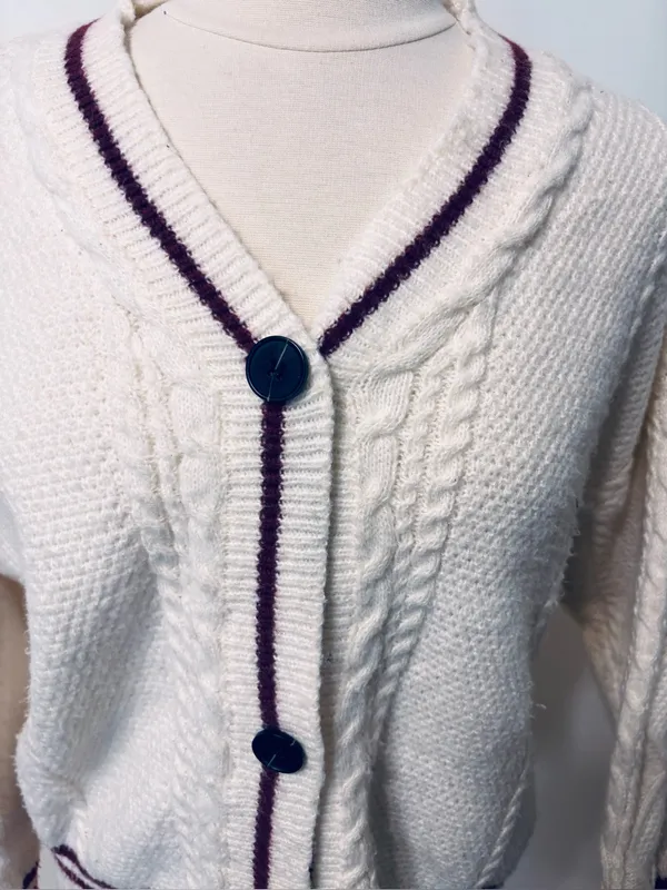 Taylor Swift Inspired Folklore Sweater Women Cardigan Small Cable Knit Stars red - Image 4