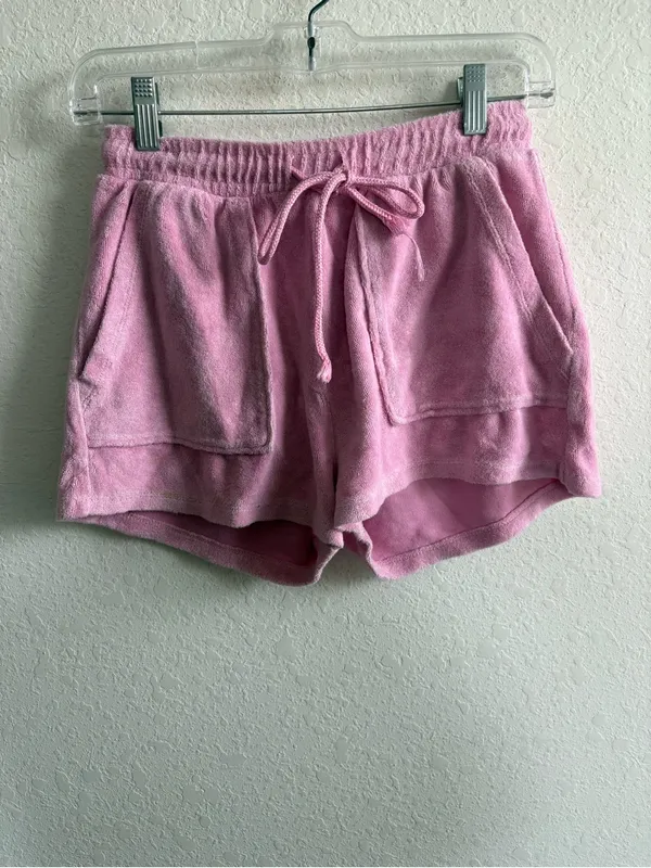 Zara Terry Cloth Pink Crop Top and Shorts Lounge Sleep Set Size Small - Image 3