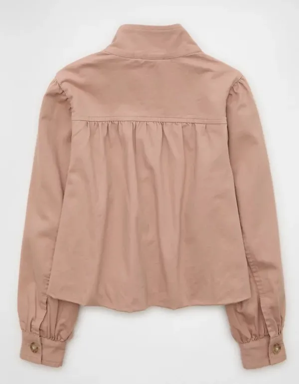 American Eagle Real Good Twill Swing Jacket Rose Pink Mock Neck Size Medium NWT - Image 5
