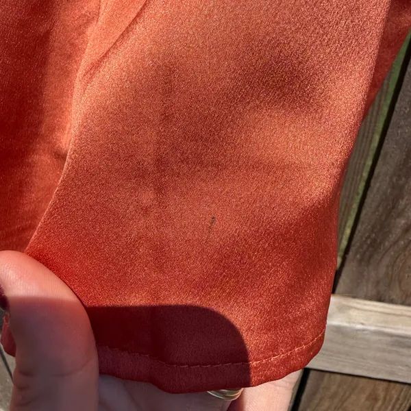 Lyaner Burnt Orange Satin Mini Skirt High Waisted A-Line Rust Size Large - Image 3