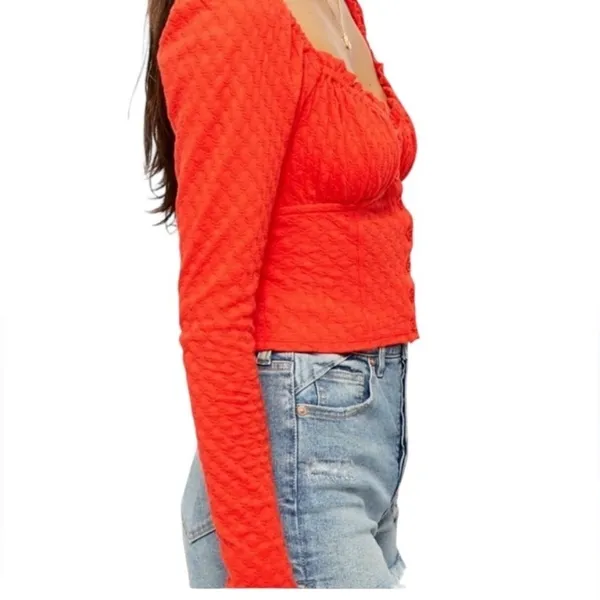 Free People Ladybug Long Sleeve Cropped Top Medium - Image 6