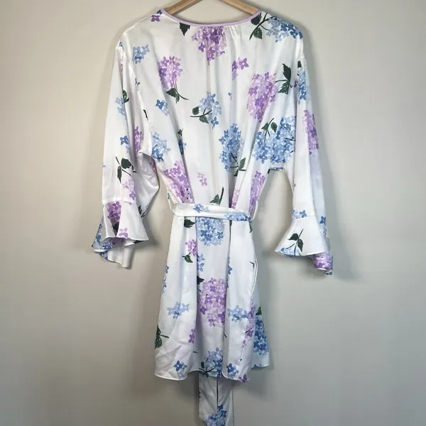 Kate‎ Spade White Floral Robe Women’s Size M Medium Bridal Wedding Casual Short - Image 6
