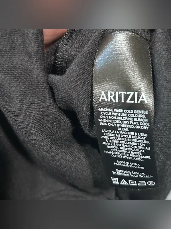 Babaton Aritzia Black Wrap Front Long Sleeve Top Size Large NWT Lyocell Wool - Image 11