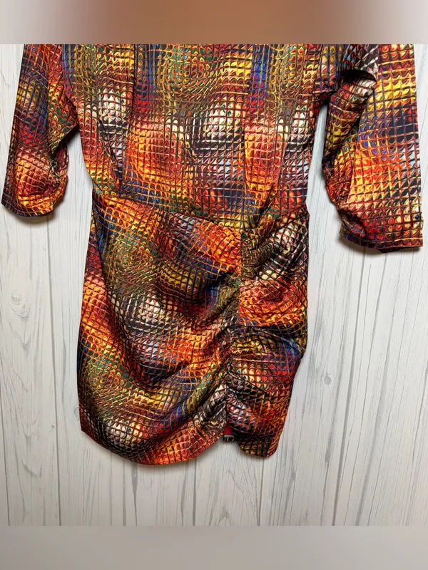 NWT WNTRMSE Kenzie Disco Print Mini Dress Open Back Mock Neck, US‎ 6 ($245) - Image 6