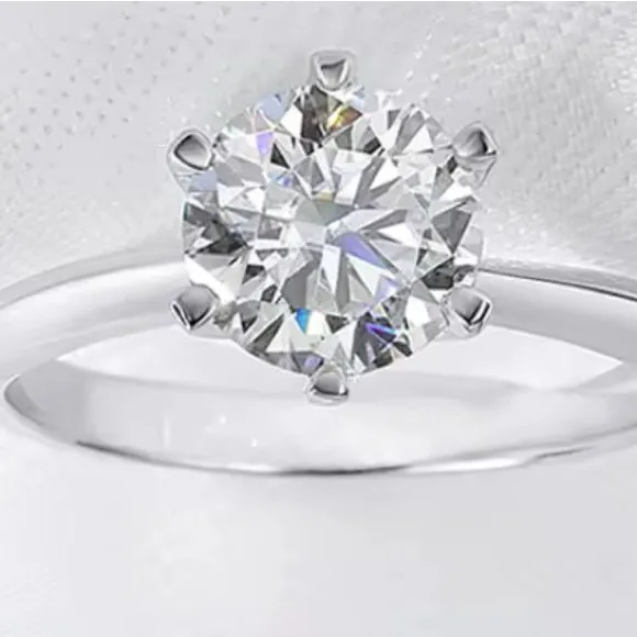 Boutique 2 Carat Platinum Solitaire Simulated‎ Diamond Engagement Wedding Ring, 8 - Image 3