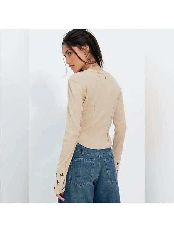 Free People Daria Cuff Cardi- Size Large - Image 3