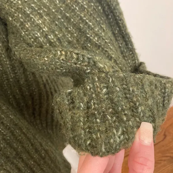 N21 Oversized Ribbed Knit Olive Green Cardigan Sweater Designer Cardigan - Image 9