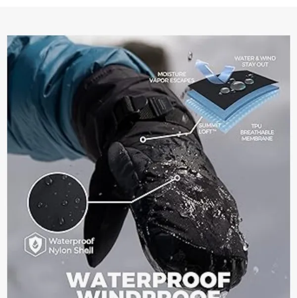 Tough Outdoor Winter Mittens for Snowboarding Waterproof size medium/large - Image 3