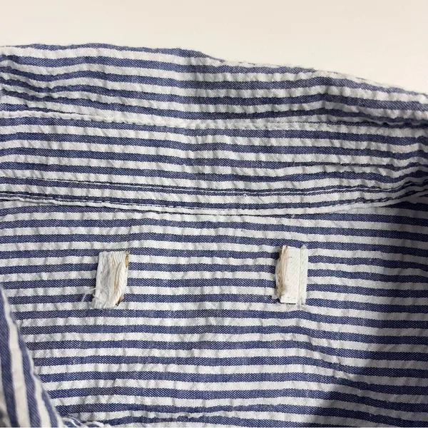 Granny‎ core button down top embroidered flowers collar blue white cotton blend - Image 12