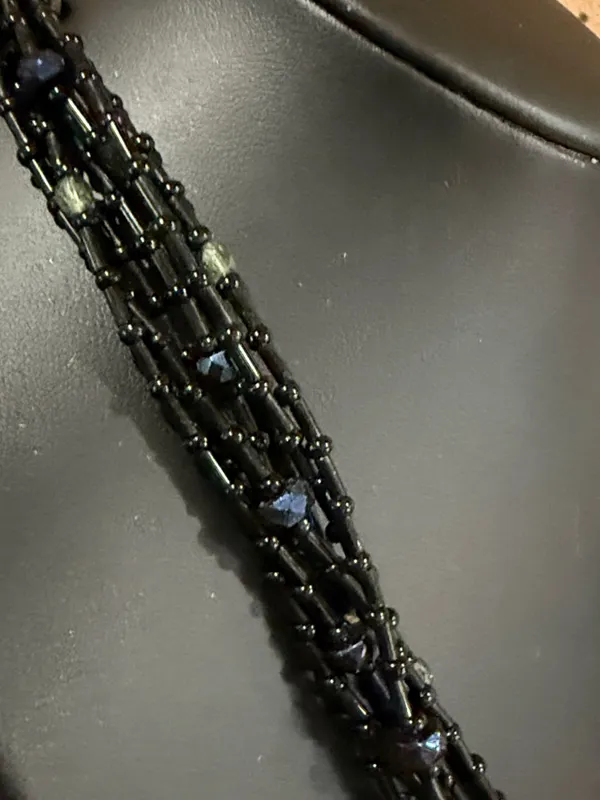 Chico’s Vintage Necklace Enamel Black Glass Beads Tier drop Pendant - Image 4