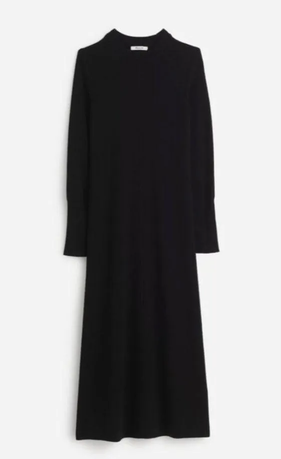 Madewell $168 Merino Wool Sweater Midi Dress Black NT938 Size S - Image 6