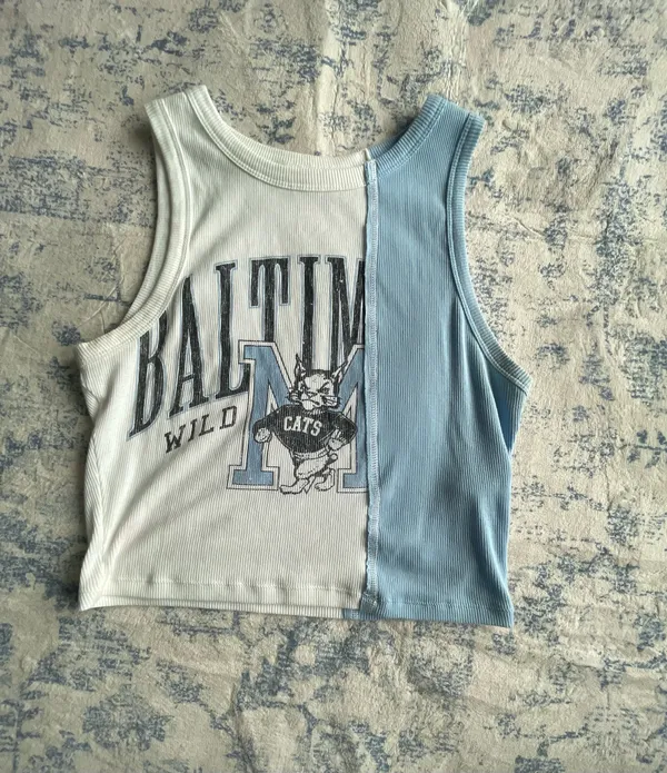 Hollister Blue and white stitched graphic tank top - Image 3
