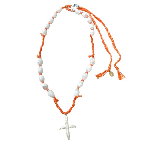 Free People Ariana Ost Easy Does It Pearl Cross Strand Necklace Bohemian Beach - Image 14