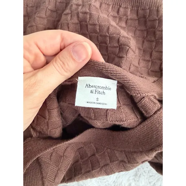Abercrombie & Fitch Brown Checkered Knit Scoop Neck Classic Preppy Tank Top S - Image 4
