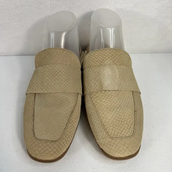 Free People Mules 39 At Ease 2.0 Loafer Suede Embossed Leather Cafe Beige Womens - Image 5