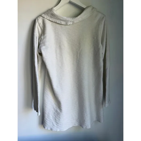 CMC Color Me By Cotton White Textured Cowl Neck Tunic Top Medium USA Made - Image 4