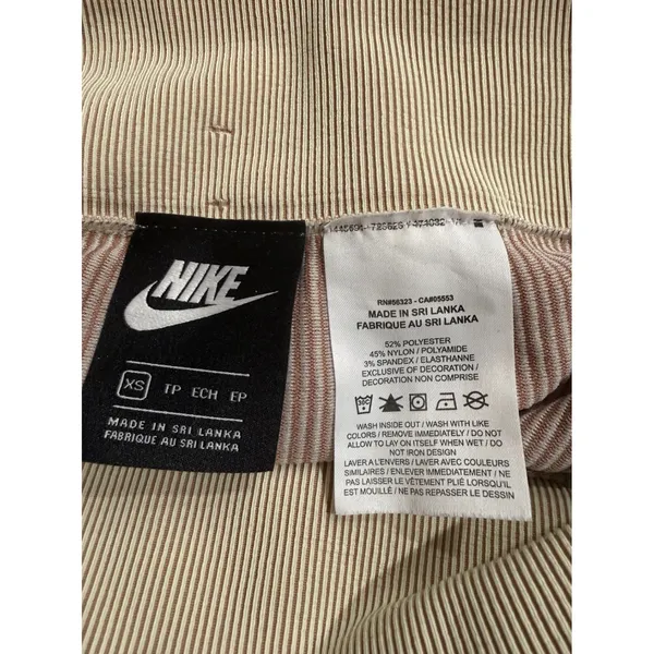 Nike Air Striped Knit‎ Mini Skirt Tan Brown Casual Athletic Women's XS ribbed - Image 5
