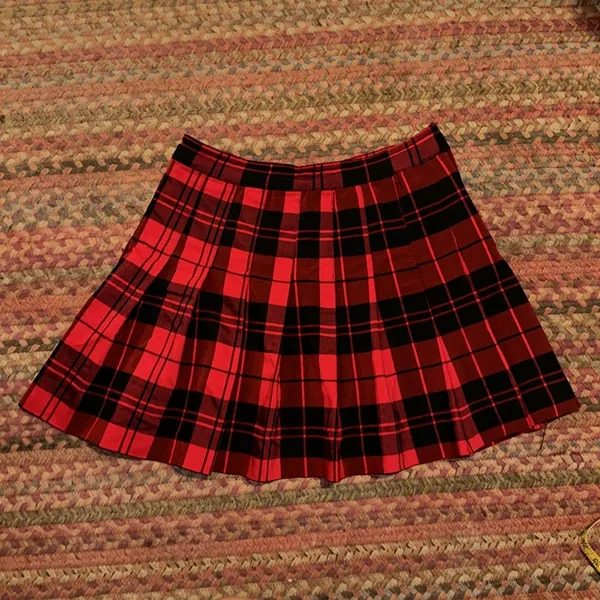 Love Tree Red Plaid Pleated School Girl Skirt - Image 4