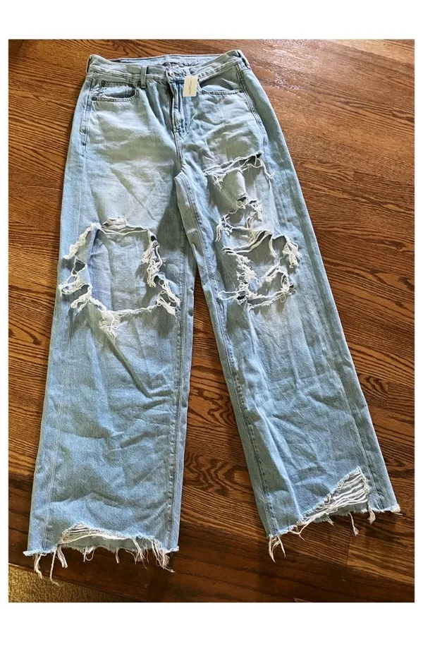 American Eagle Ripped Baggy Jeans Wide-Leg - Image 4