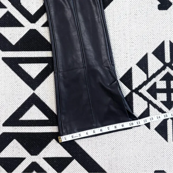 Abercrombie & Fitch Split Hem Vegan Leather Slim Flare Pant in Black Medium - Image 10