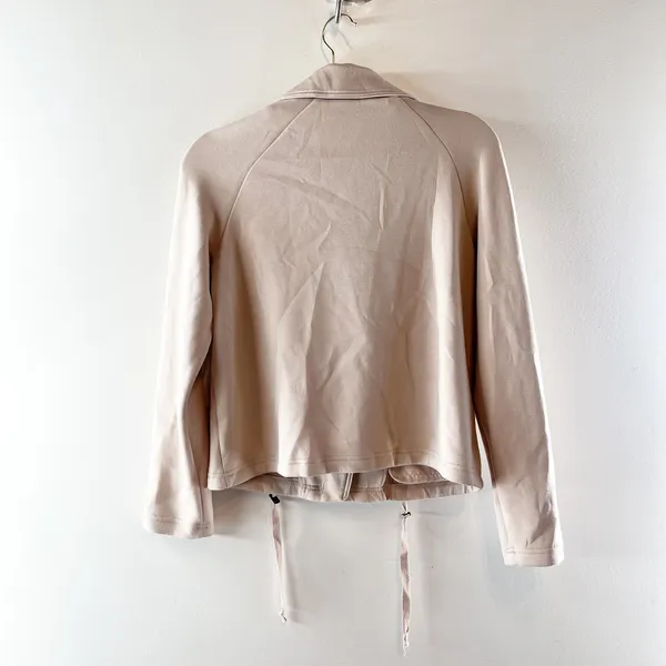 Marrakech Lange Soft Scuba Knit Long Sleeve Full Zip Moto Jacket Beige XS - Image 4