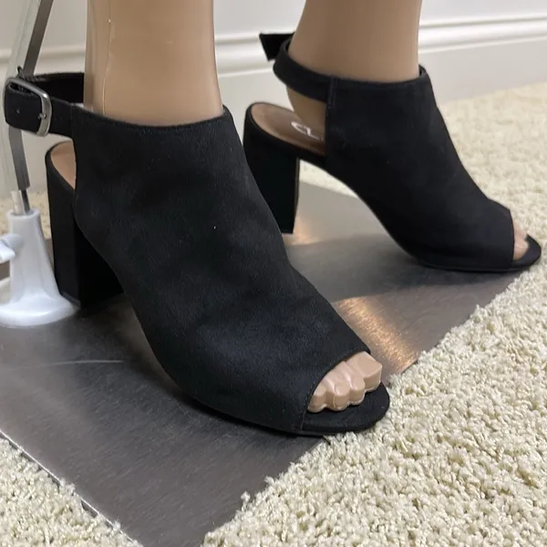 CL by Laundry Black Bestie Peep-Toe Open Heel Ankle Bootie Sandal Size 8 - Image 5