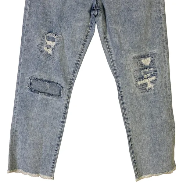 Point Sur J.Crew High-Rise Slim Boy Distressed Jeans Light Wash Size 26 Raw Hem - Image 4