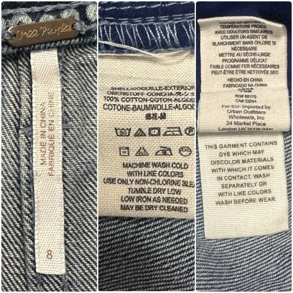 Free People School Daze Indigo Batik Denim Button Front Mini Skirt Size 8 - Image 8