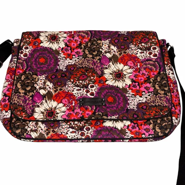 Vera Bradley Rosewood Floral Canvas Laptop Messenger Bag Briefcase Crossbody Bag - Image 2