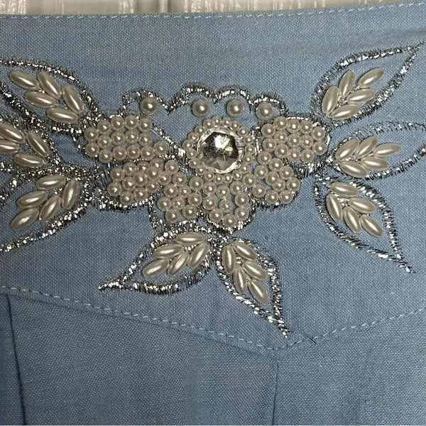 Jane Ashley Sz M High Waisted Pleated Light Blue Shorts Vintage 90’s Y2K V Yoke - Image 5