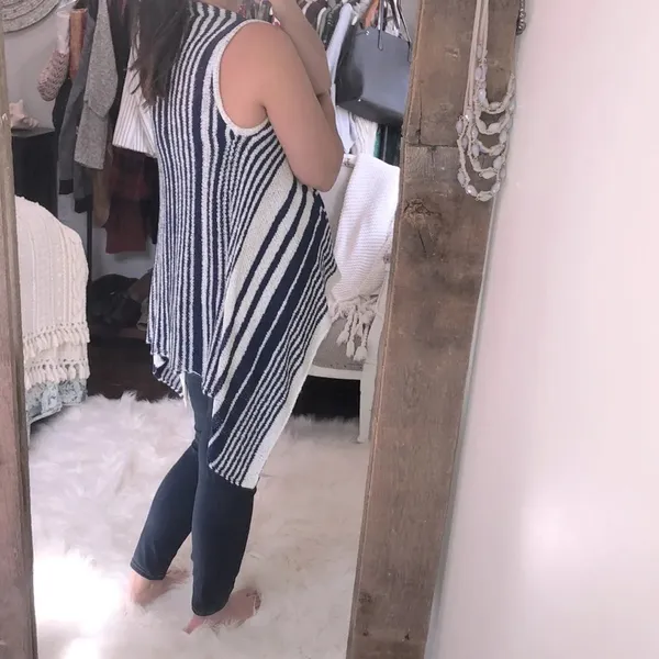 Active Los Angeles small stripe waterfall cardigan White - Image 4