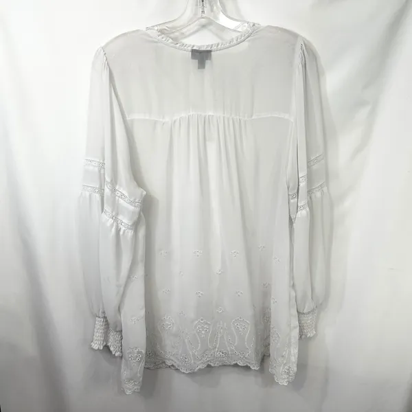 Torrid Plus Size 1X Top Chiffon Ruffle White Eyelet‎ Embroidered Bishop 1289 - Image 8