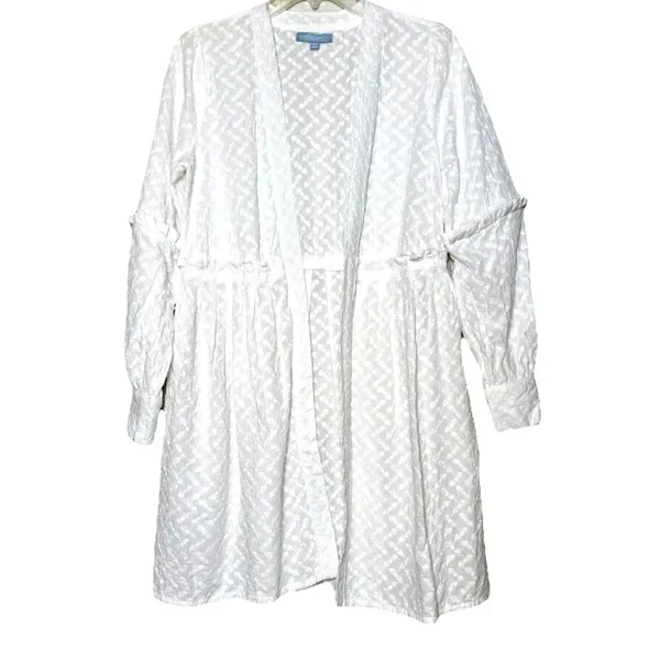 Antonio Melani 100% Cotton Lace Swim Cover Up Dress White Boho Tunic Size M - Image 3