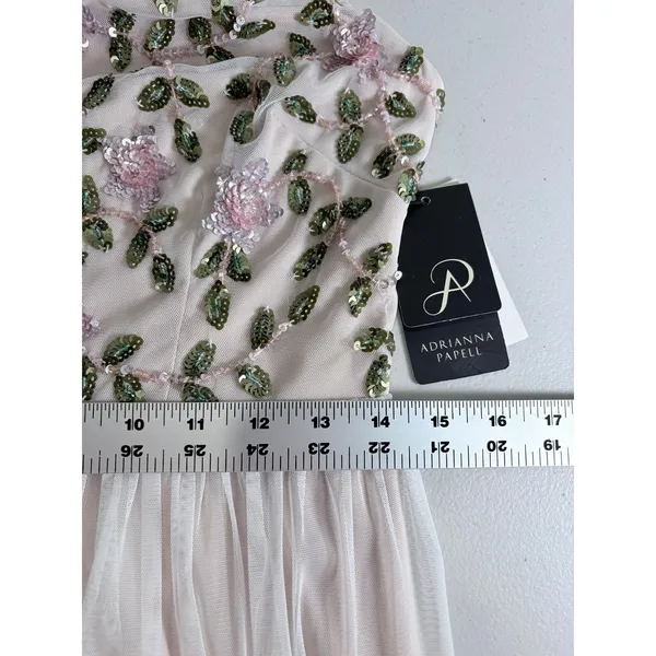 NWT Adrianna Papell Ivory Floral Beaded Sequin‎ Maxi Dress Size 6 Garden Party - Image 14