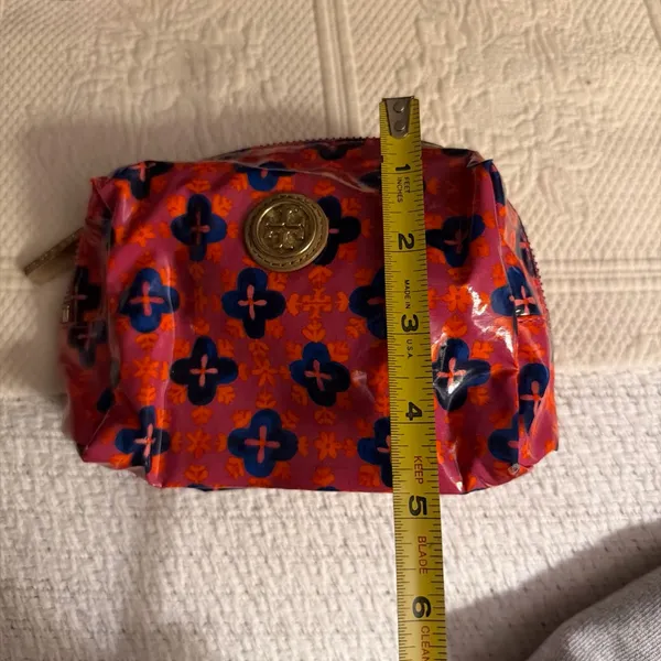 Tory Burch Red and Blue Patterned Cosmetic Bag - Image 4