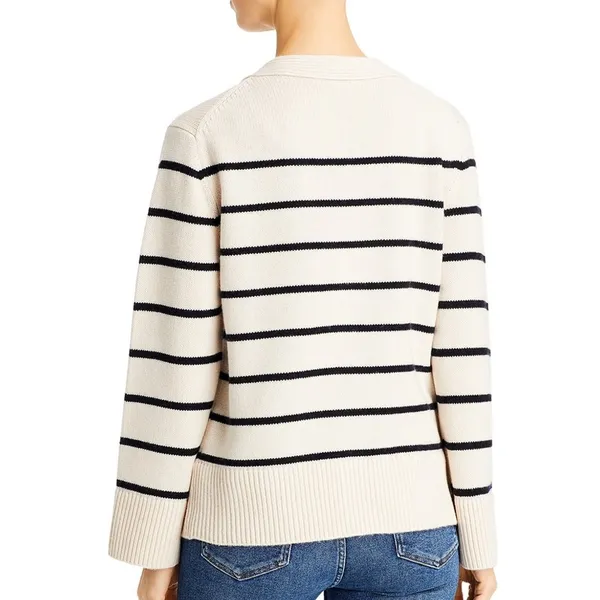 Vince Breton Wool Cashmere Striped Cardigan Sweater V-Neck‎ Button Front Size S - Image 2