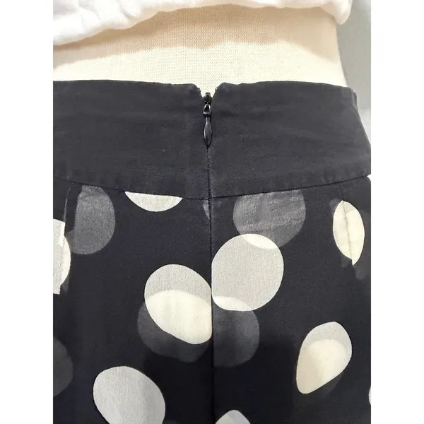 Ann Taylor 100% Silk Midi Skirt Size 2 Black White Polka Dot Pleated‎ A-Line Mod - Image 8