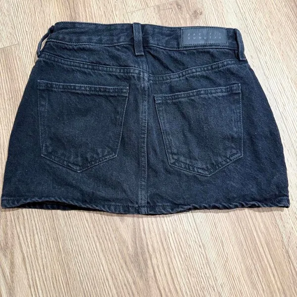 PacSun‎ Black Denim Mini Skirt High Waisted Cotton Size 24 Short Edgy Casual - Image 2
