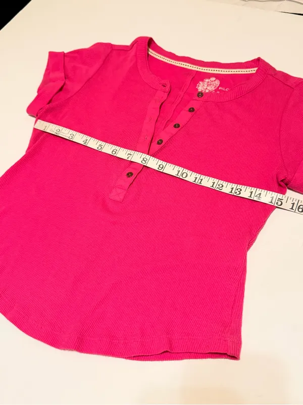 Pilcro baby polo Tee, short sleeve, ribbed, fuchsia pink, sz XS - Image 5