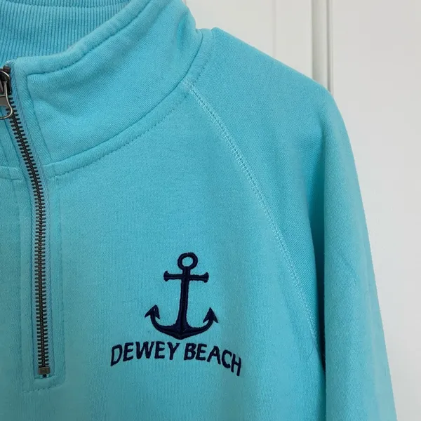 EUC‎ Blue women’s turquoise Delaware beach fleece lined quarter zip jacket large - Image 2