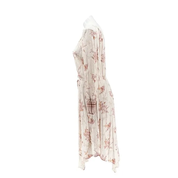 Knox Rose Floral Handkerchief Hem Peasant Midi Dress Cottagecore Button Boho XL - Image 5